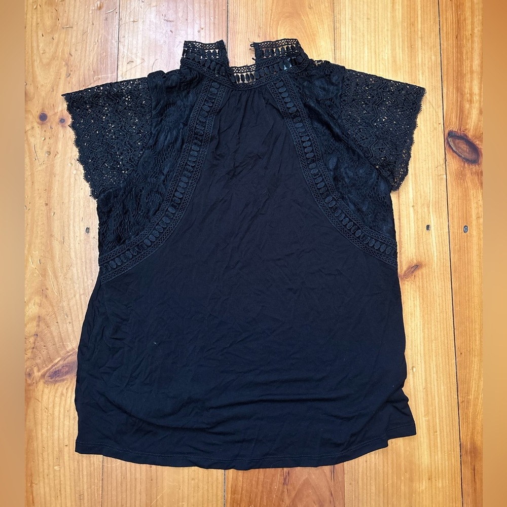 Cable & Gauge Black Lace Blouse